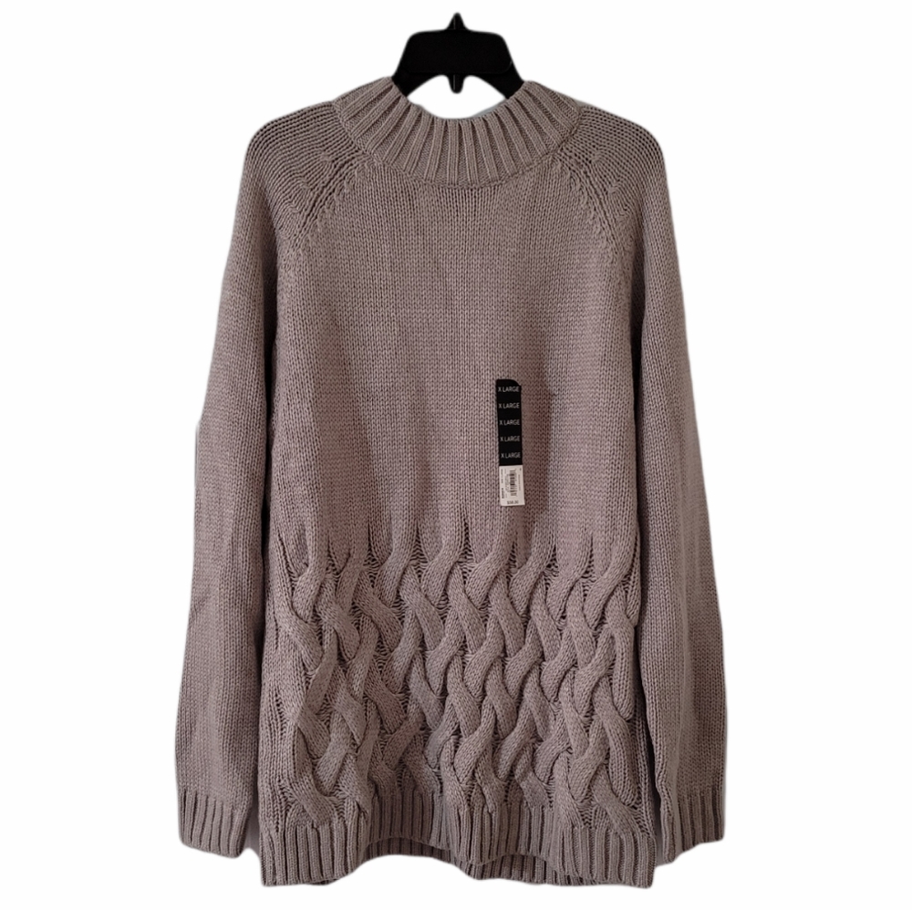 Simply Vera Vera Wang Gray Cable Knit Sweater Size XL